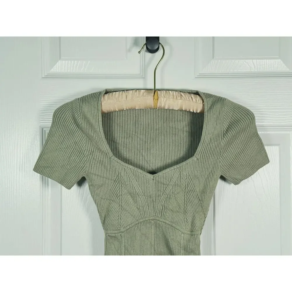 Abercrombie & Fitch Sweetheart Corset Bodysuit Size XS Sage Green Romantic Sexy